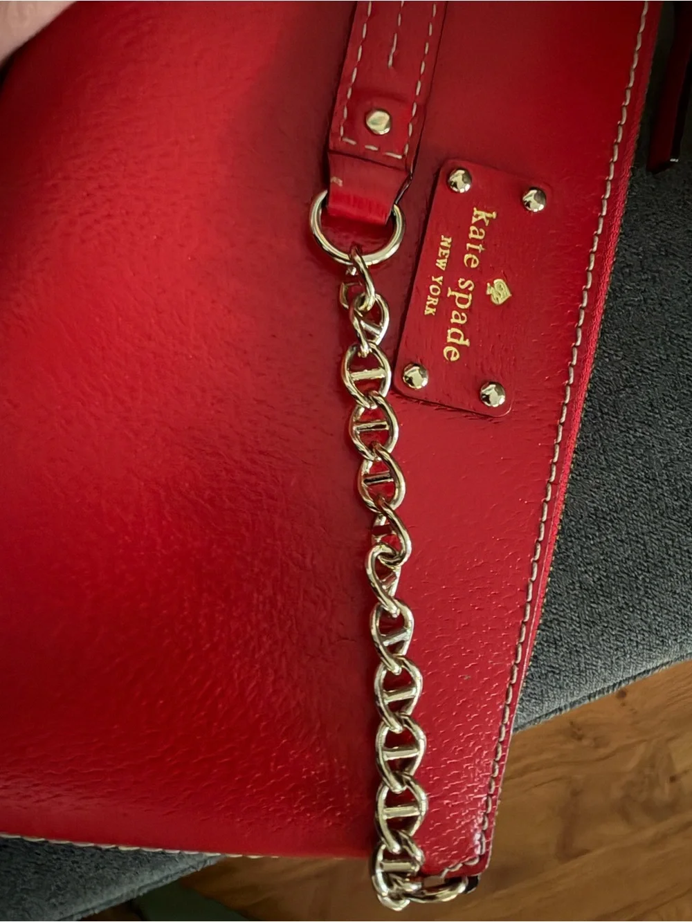 kate spade red leather chain crossbody clutch
